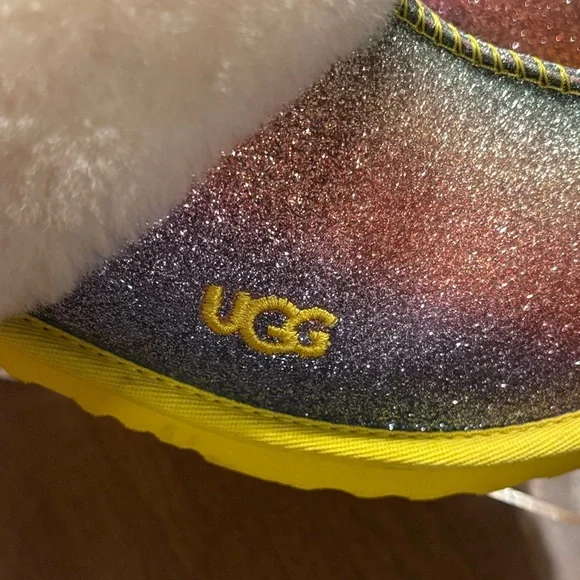 UGG Cozy II Glitter Slippers with Yellow and Multicolor Design - Picture 2 of 9